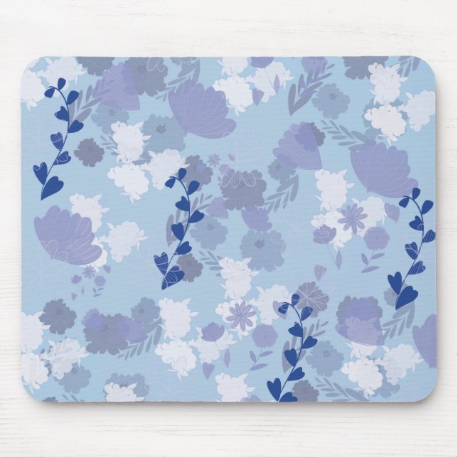 Blue Flowers Mouse Pad (Front)