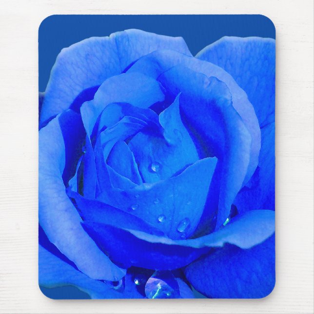 Blue Flowers Mousepad Blue Rose Decor Gifts (Front)