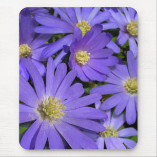 Blue Flowers Mousepad Purple / Blue Decor Gifts