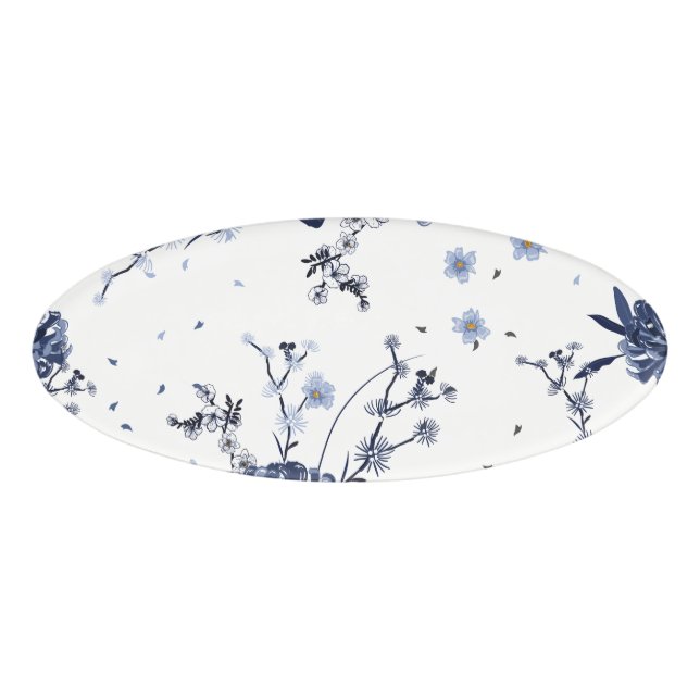 Blue flowers name tag (Front)