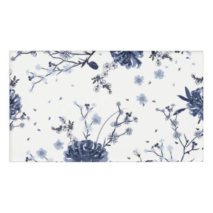 Blue flowers name tag