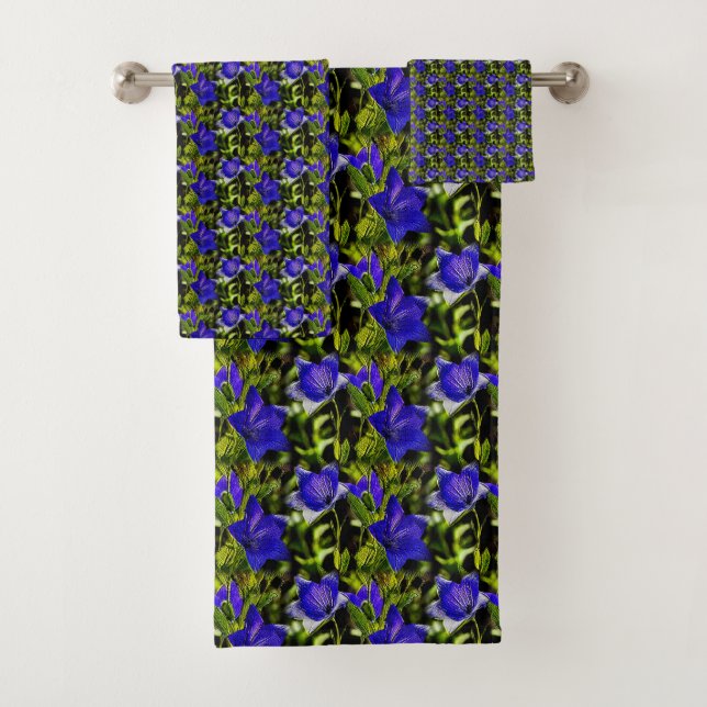 Blue Flowers Nature Pattern        Bath Towel Set (Insitu)