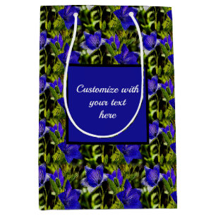 Blue Flowers Nature Pattern Personalised Medium Gift Bag