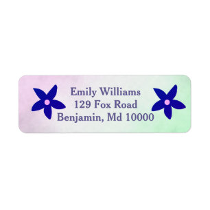 Blue Flowers on Display Return Address Label