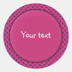 Blue flowers on pink fabric classic round sticker