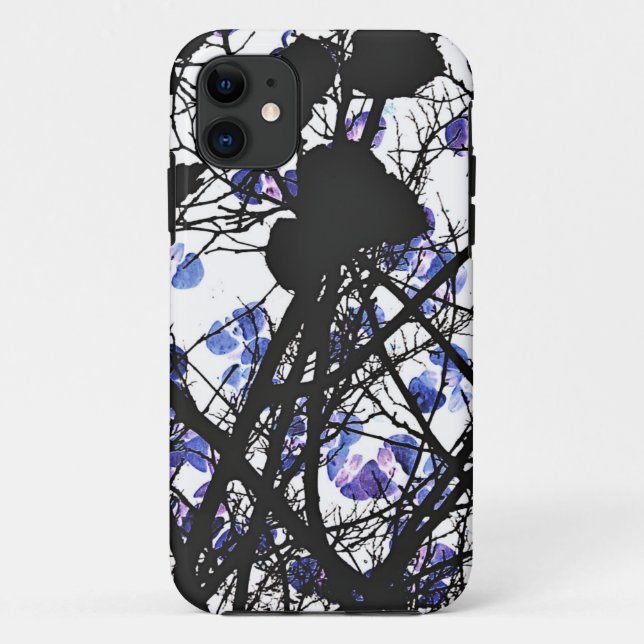 Blue flowers on winter tree concept digital art Case-Mate iPhone case (Back)
