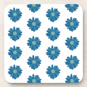 Blue flowers pattern Hard plastic coaster