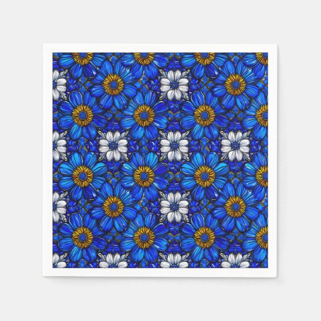 Blue flowers pattern napkin (Front)