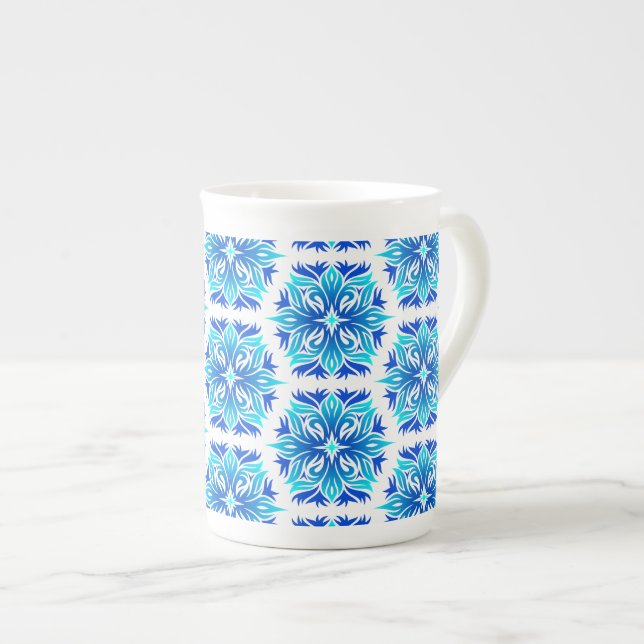 Blue Flowers, Pattern Of Flowers, Floral Pattern Bone China Mug (Front Right)