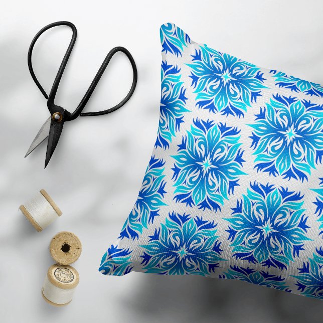 Blue Flowers, Pattern Of Flowers, Floral Pattern Decorative Cushion (Creator Uploaded)