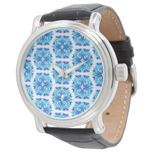 Blue Flowers, Pattern Of Flowers, Floral Pattern Watch