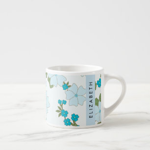 Blue Flowers, Pattern Of Flowers, Your Name Espresso Cup