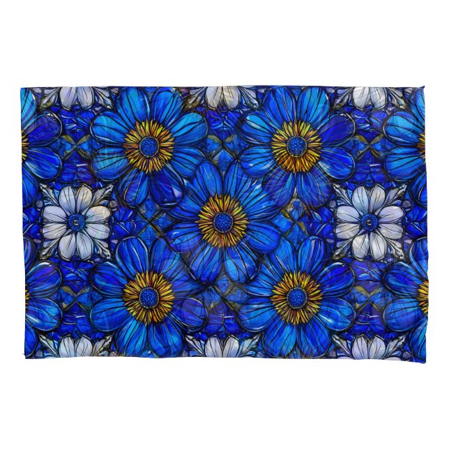 Blue flowers pattern pillowcase (Front)