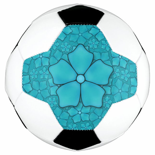 Blue Flowers pattern Soccer Ball (Front)