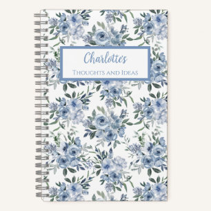 Blue Flowers Personalized Journal Notebook