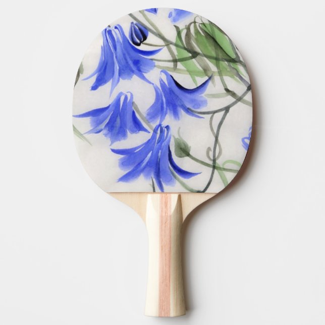 Blue Flowers Ping Pong Paddle (Front)