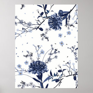 Blue flowers poster