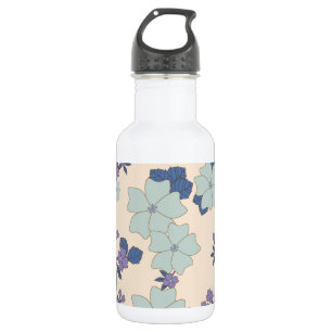 Blue Flowers, Purple Flowers, Floral Pattern 532 Ml Water Bottle