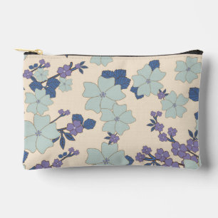 Blue Flowers, Purple Flowers, Floral Pattern Accessory Pouch
