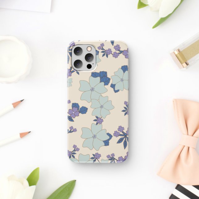 Blue Flowers, Purple Flowers, Floral Pattern Case-Mate iPhone Case (Creator Uploaded)