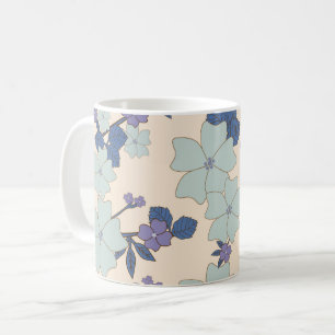Blue Flowers, Purple Flowers, Floral Pattern Coffee Mug