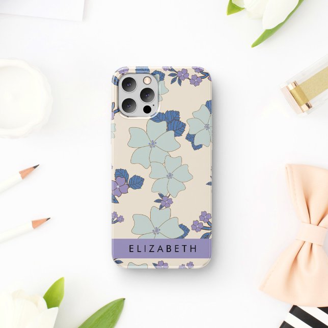 Blue Flowers, Purple Flowers, Floral, Your Name Case-Mate iPhone Case (Creator Uploaded)