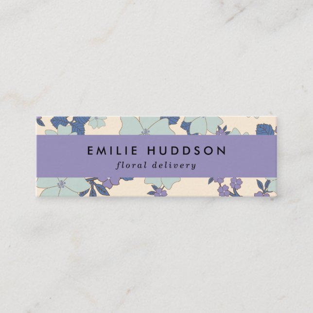 Blue Flowers, Purple Flowers, Florist, Flower Shop Mini Business Card (Front)
