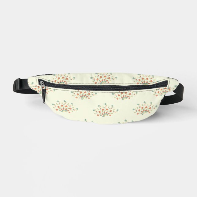 Blue Flowers, Red Flowers, Pattern Of Flowers Bum Bags (Front)