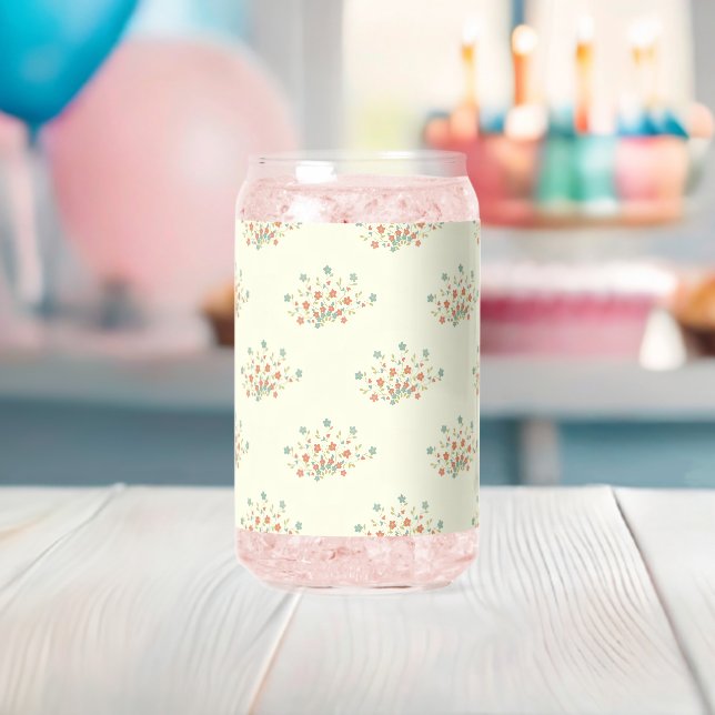 Blue Flowers, Red Flowers, Pattern Of Flowers Can Glass (Insitu (Baby Shower))