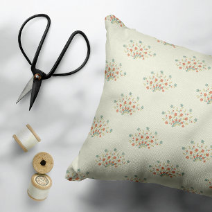 Blue Flowers, Red Flowers, Pattern Of Flowers Decorative Cushion