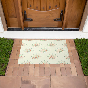 Blue Flowers, Red Flowers, Pattern Of Flowers Doormat