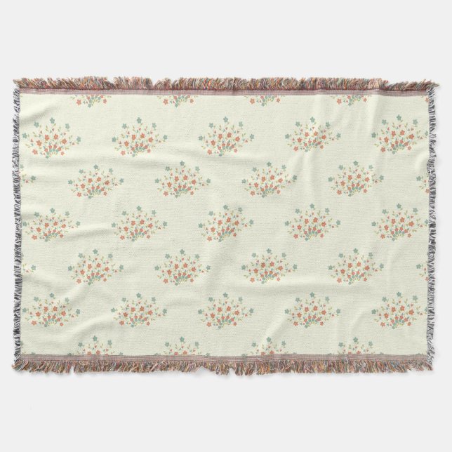 Blue Flowers, Red Flowers, Pattern Of Flowers Throw Blanket (Front)