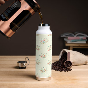 Blue Flowers, Red Flowers, Pattern Of Flowers Water Bottle