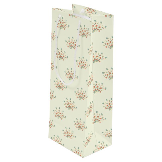 Blue Flowers, Red Flowers, Pattern Of Flowers Wine Gift Bag (Back Angled)
