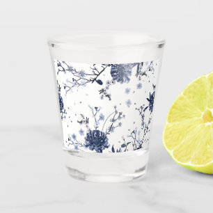 Blue flowers shot glass