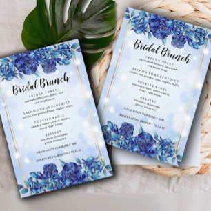 Blue Flowers Sparkly Elegant Bridal Brunch Menu