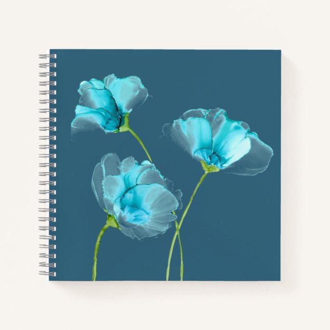 Blue Flowers Square Notebook (Front)