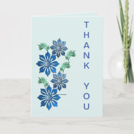 Blue Flowers Thank You Card