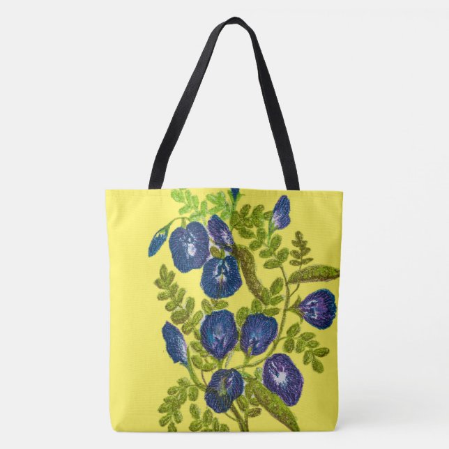 Blue flowers Tote Bag (Front)