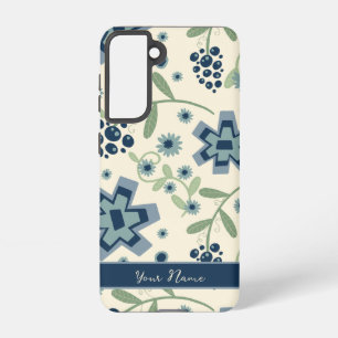 Blue Flowers Trendy Personalised Cute Fun Samsung Galaxy Case