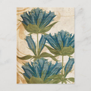 Blue Flowers Vintage Wedding Postcard