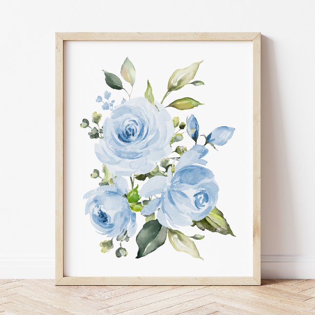 Blue Flowers, Watercolor Flowers, Boy Nursery Poster (Creator Uploaded)