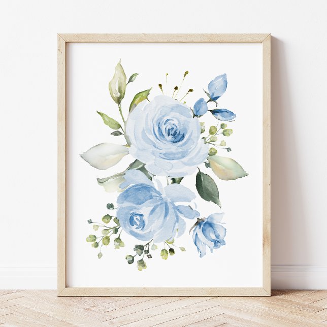 Blue Flowers, Watercolor Flowers, Boy Nursery Poster (Creator Uploaded)