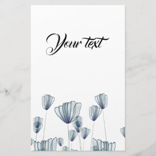 Blue flowers watercolour stationery