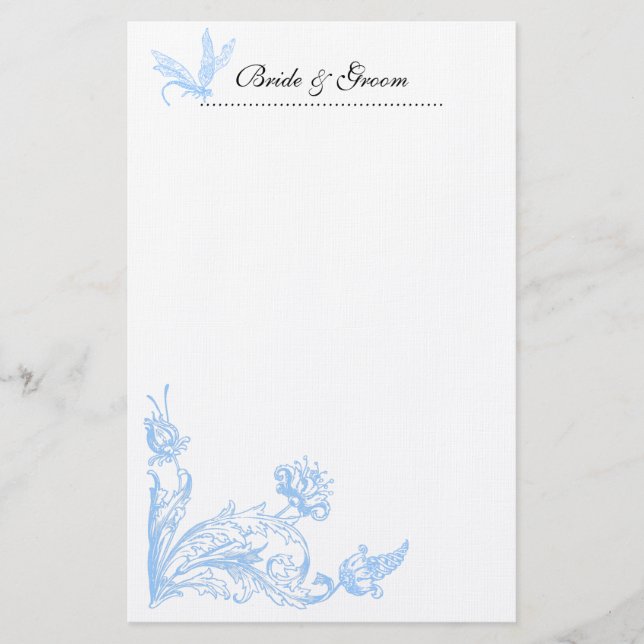 Blue flowers Wedding Stationery (Front)