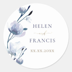 blue flowers wedding stickers