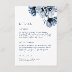 Blue Flowers White Casual Enclosure Card