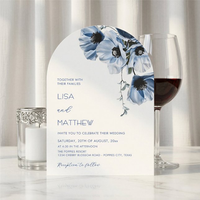 Blue Flowers White Casual Wedding Invitation (Creator Uploaded)
