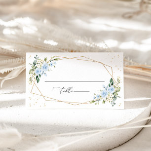 Blue Flowers, White Flowers, Boho, Bridal Shower Place Card