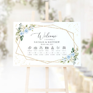 Blue Flowers, White Flowers, Wedding Timeline Poster